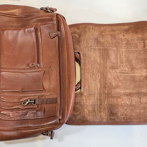 Gorgeous Leather Briefcase Messenger Bag missing strap - Picture 2 of 5
